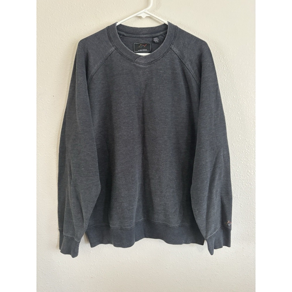 Greg Norman Shark Crewneck Sweatshirt Blue Textured Pullover Men's XL